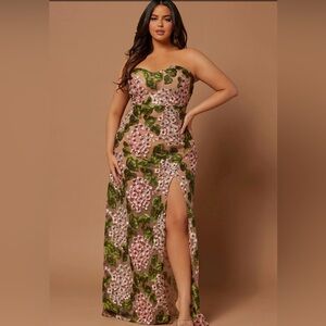 Elodie floral embroidered gown pink/combo fashion nova